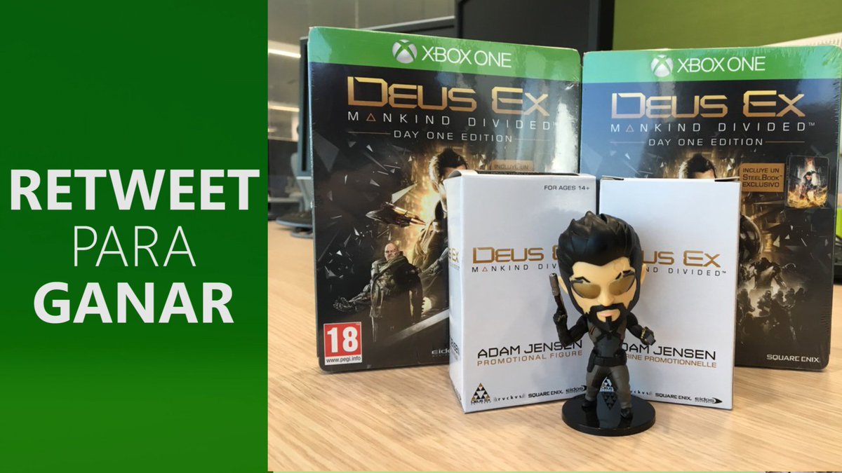 Xbox_Spain's tweet photo. ¡Dale RT y síguenos para ganar uno de estos #DeusEx Mankind Divided con caja metálica y figura! https://t.co/D94kzBrXOx