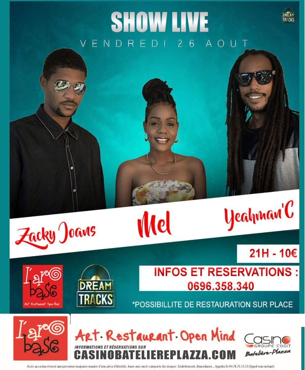 ArObase972's tweet photo. #Martinique
Ce 26/08 direction #lArObase pour un #live 100% #caribéen avec @MelChimera, @zackyjoans, @Yeahmanc.
#RT https://t.co/qHwYUv4xHo