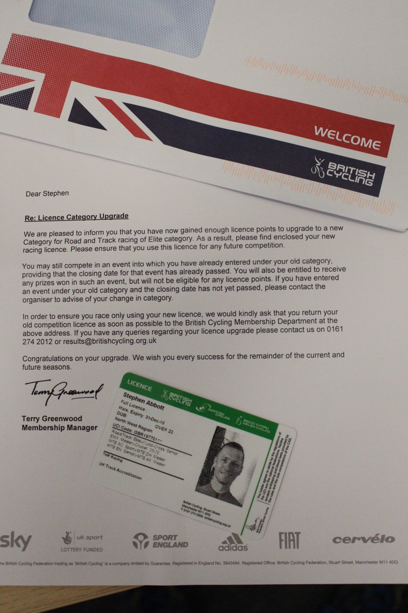 2 pressies this week TLI National Masters Champs Jersey+British Cycling Elite licence! <a href="/HoppersRollers/">Hoppers Rollers</a> @UCLAN_STFSC