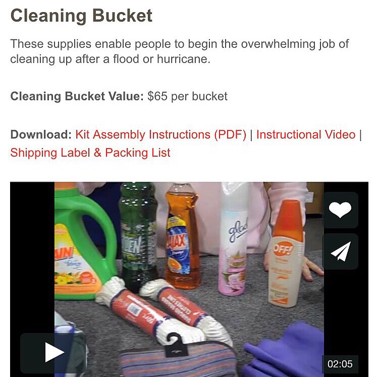 Kedron UMC is still collecting money or items for the cleaning buckets. If you would like to help, let us know. #UMC