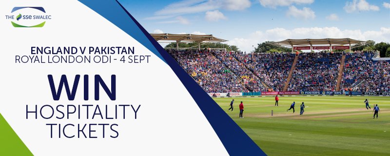 RT TO WIN // Two hospitality places for #EngvPak ODI on 4th Sept, courtesy of @TheSSESWALEC ow.ly/urku303zTvq