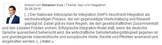 Sebastian Kurz #ÖVP zu #Integration - meinparlament.at/frage/10572/ <a href="/sebastiankurz/">Sebastian Kurz</a> <a href="/oevp/">placeholder</a> @oevpklub