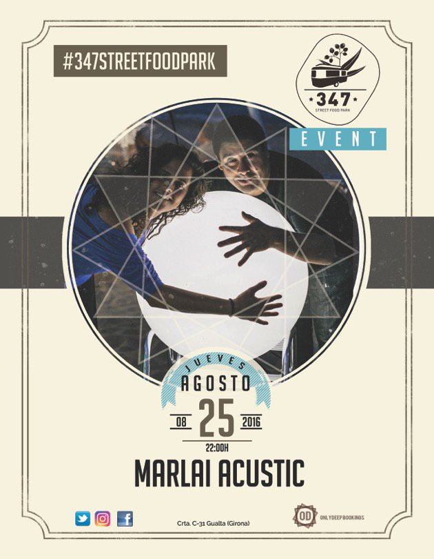 Aquesta nit <a href="/Marlaiacoustic/">Marlai Acoustic</a> ens acompanyarà a #347streetfoodpark!
