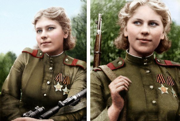 Кавалер Ордена Славы Роза Шанина
Красавица девушка-снайпер
На её счету 59 уничтоженных фашистских солдат и офицеров!