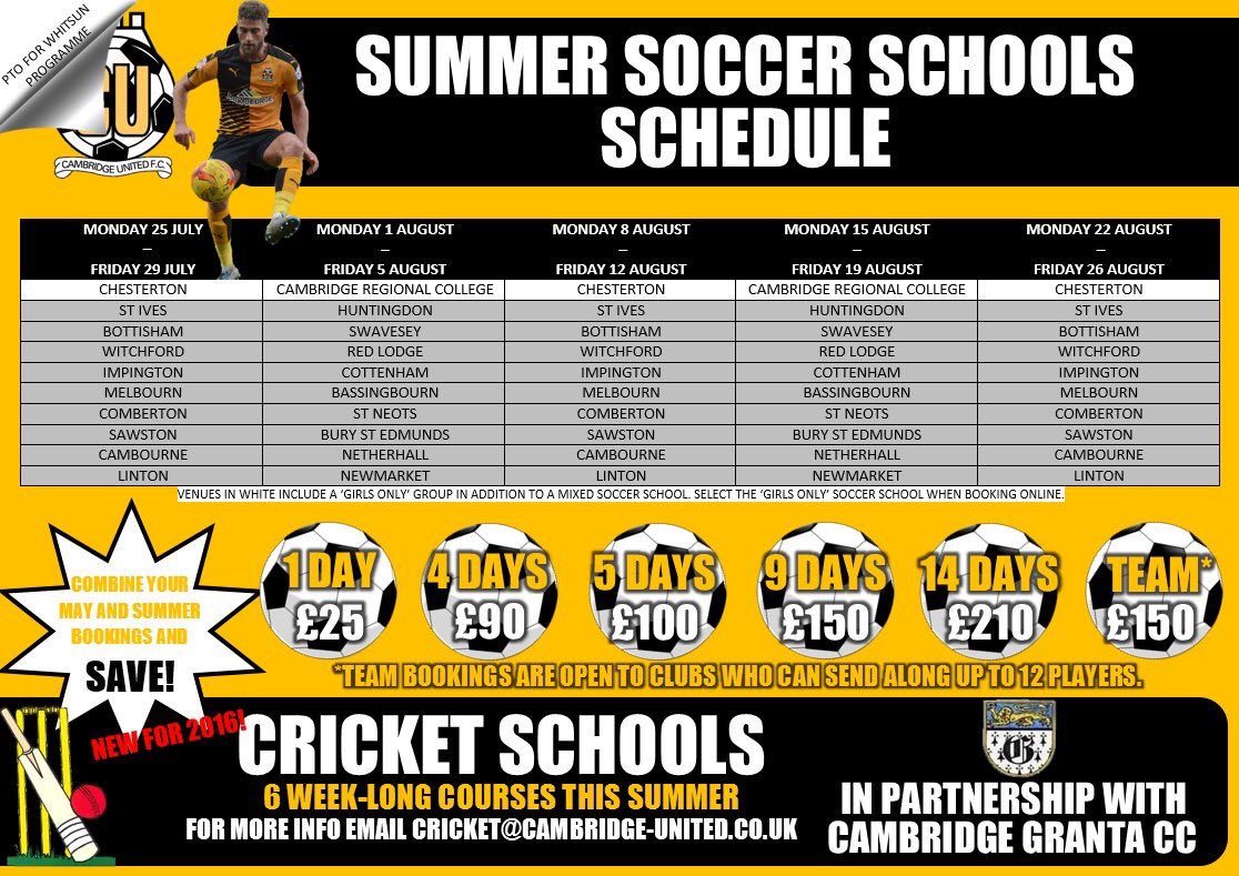Complete your CU Soccer School wrist band collection by attending one of our 10 venues tomorrow! ⚽️⚽️