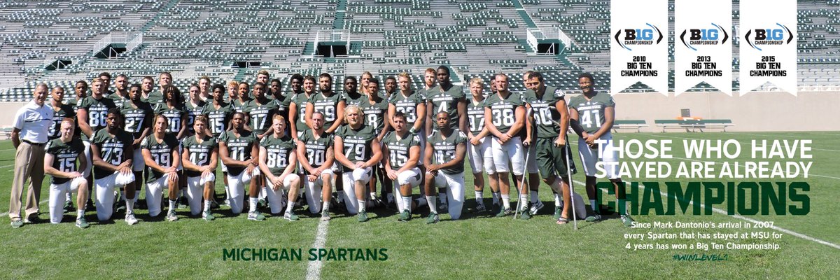 MSU_FBRecruits's tweet photo. #WINLEVEL1 Spartans from our home state of Michigan. #BACK2BACK #MSUFBPICTUREDAY https://t.co/xUryTiMPiK