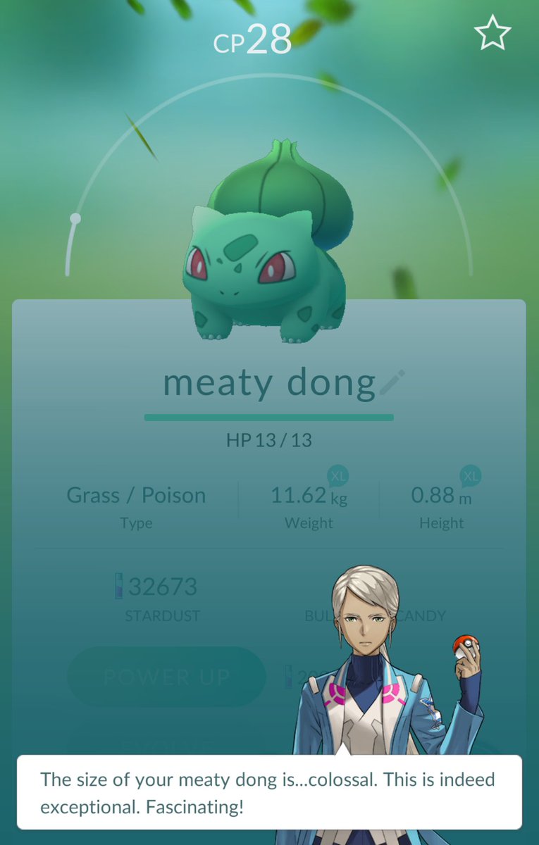 TimothyNineham's tweet photo. @PokemonGoApp I've found your new appraisal feature very...complimentary. https://t.co/xZrOQWgvQu