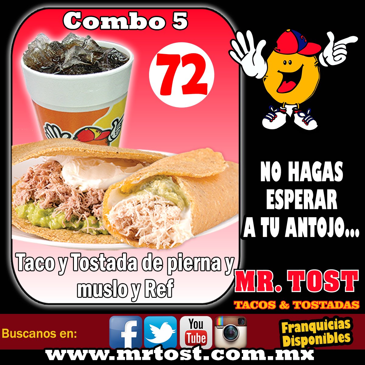QuePlanMty's tweet photo. ¡Hoy toca el #Combo5 de @mrtost! Una tostada y un taco pa' que amarre. ¡Provecho! 🍴😁 https://t.co/THiyFr1Ss4