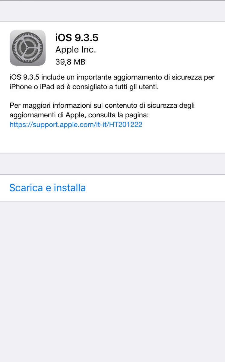 iLuca90's tweet image. #iOS935 su #iPhone6S! Importante aggiornamento di sicurezza..