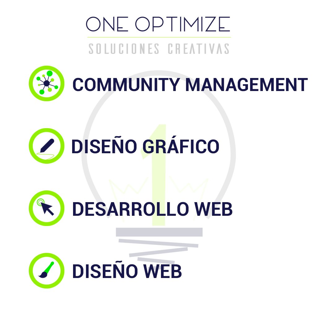 1Optimize's tweet image. En One Optimize nos encargamos de tus necesidades de diseño, por que las ideas se hicieron para que todos las vean!