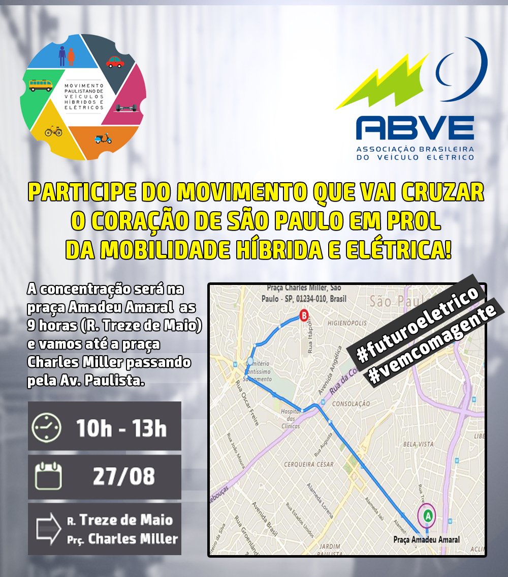 É Sábado! Vamos todos nesse sábado rodar com os veículos elétricos por São Paulo.