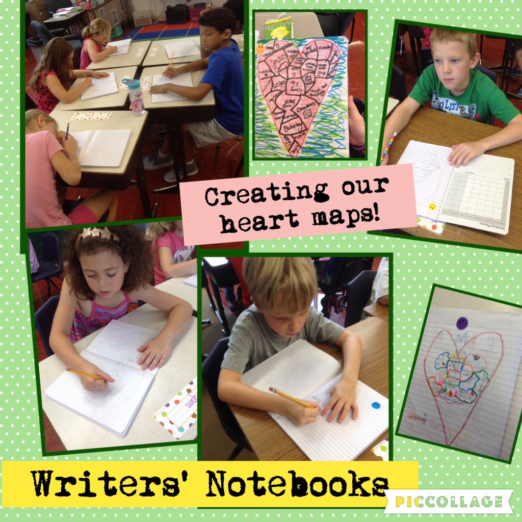 Creating our heart maps-- so many special memories!
Building our writers' notebooks!
@RUSBLVD 
#thirdgradewriters