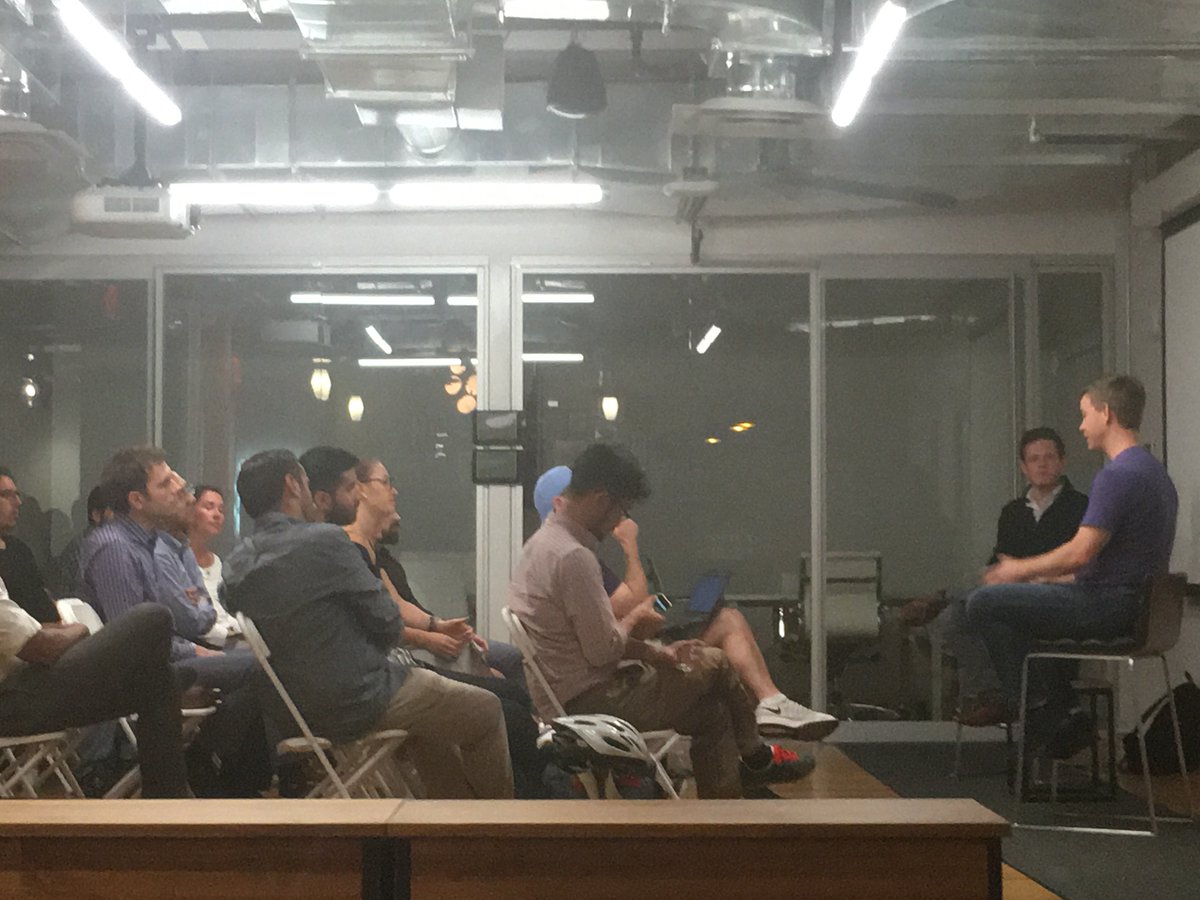 CodeFellowsNYC's tweet image. Special thanks to @BessemerVP &amp;amp; @peterwagener for providing us w/ great conversation at last night&apos;s #FinTech event!
