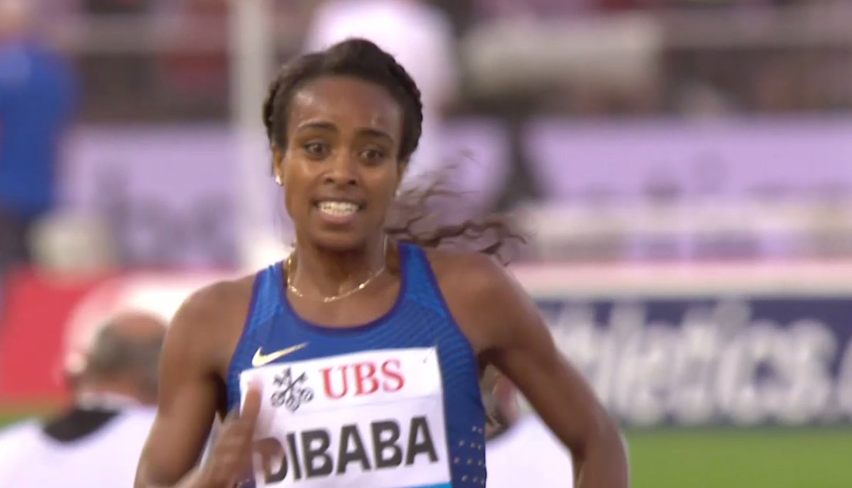 Dibaba splits 57s on final lap to win 3K in 8:31. Alexa Efraimson runs 9:11.48. #LausanneDL