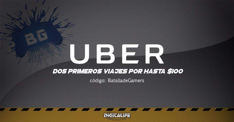 batalladegamer's tweet photo. UBER para llegar a Batalla de Gamers, en tus dos primeros viajes por hasta 100 pesos.
código: BatalladeGamers https://t.co/5uJf1tQacz