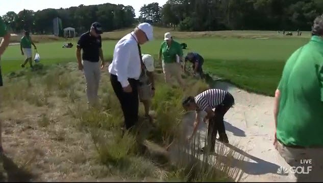 Sometimes, golf is a game of cruel irony. Bubba rocking the camouflage visor...can't find his ball on 18.