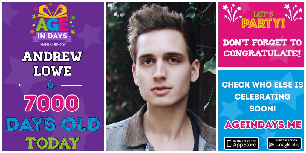 Age_In_Days's tweet photo. Send Your Wishes to @andrewlowe with 7000 Days Anniversary via #AgeInDays App: https://t.co/6D4tD5CivJ #AndrewLowe https://t.co/YZ169GoSZ2