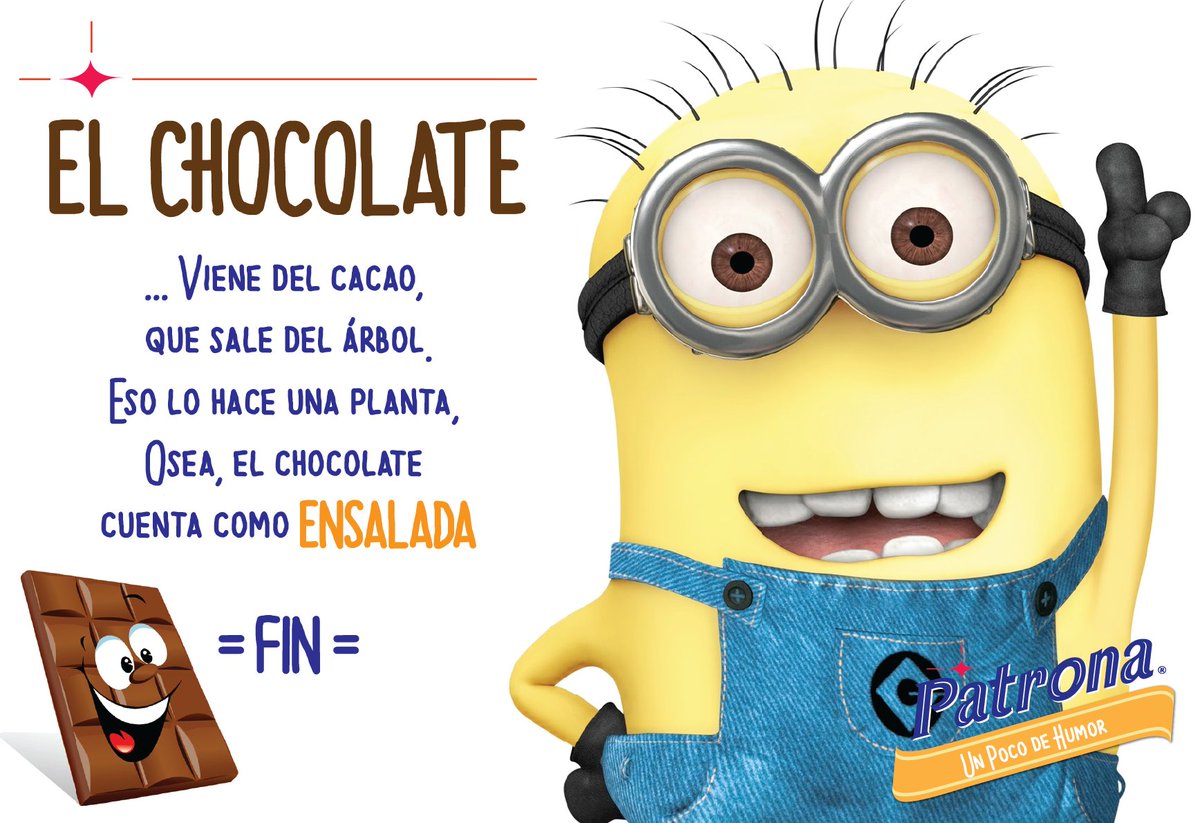patrona_IPSA's tweet photo. A quién le gusta el CHOCOLATE!? Y sobre todo, comerlo sin culpas! #HumorconPatrona #LaNetaSeMeOlvido #FelizJueves https://t.co/grTz0IRuVU