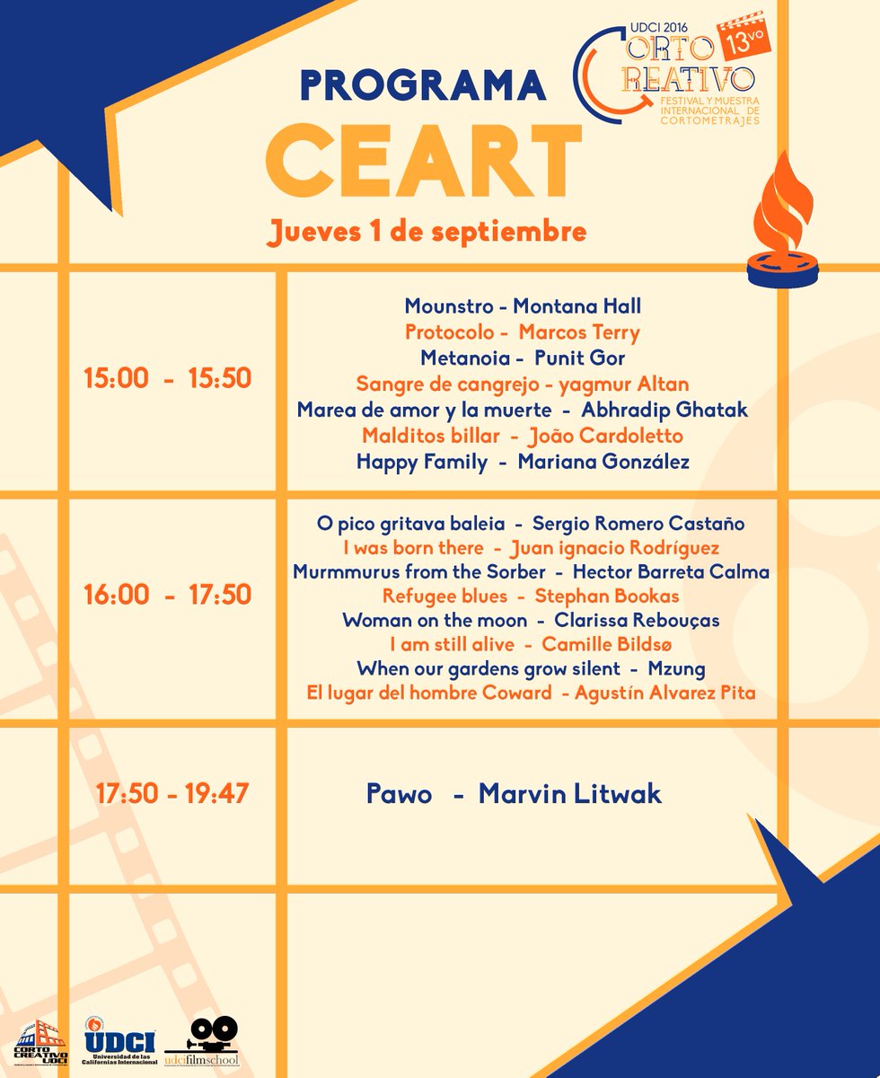 CREATIVOcorto's tweet photo. Programa de sede alterna #CEART #TIJUANA Corto Creativo  UDCI 2016 @CeartTijuana https://t.co/rPcsMOE6Py