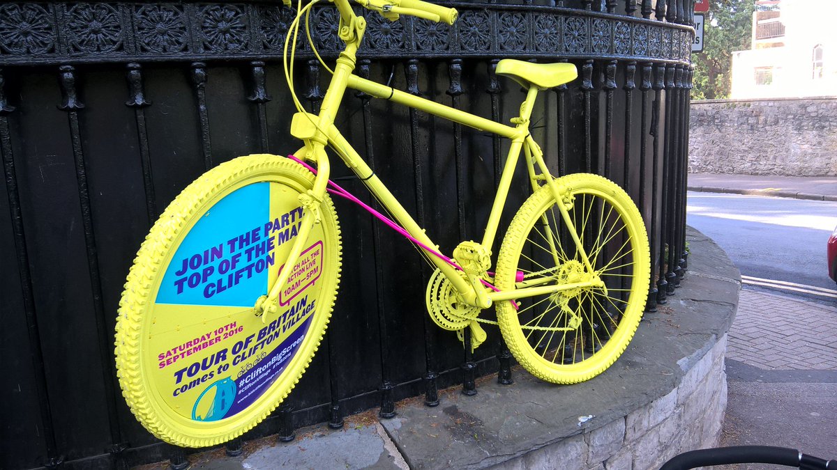 DurieJames's tweet photo. #TourOfBritain soon coming to #Bristol - as these bright bikes show us!! @BIDClifton @VisitBristol @WofEnglandLEP https://t.co/9GbjLvejqg