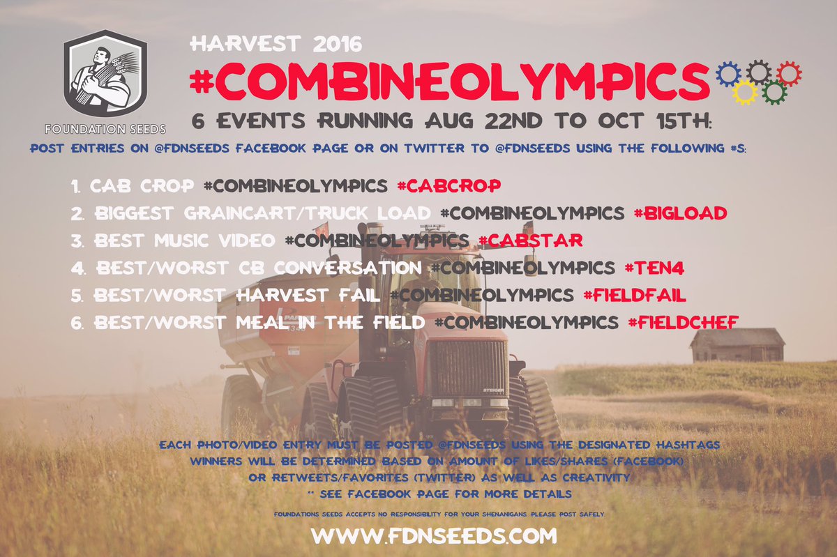 fdnseeds's tweet photo. Let's have some fun this harvest!!  Chance to win certified seed and an Ad Blue pump!! #COMBINEOLYMPICS #fdnseeds https://t.co/CQ2kOzH5sV