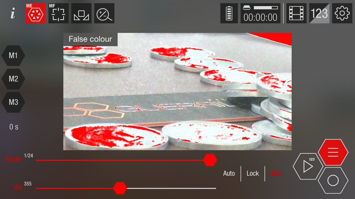 The inspection window's false color mode lets you easily spot blown out highlights and lost details in shadows.