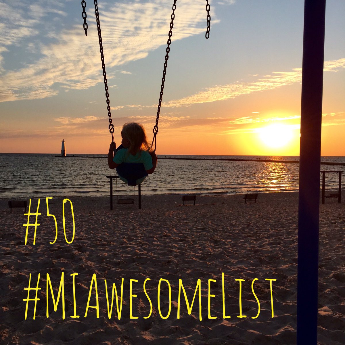 Beach, Lighthouse, Swings &amp; Sunset in Frankfort #MIAwesomeList