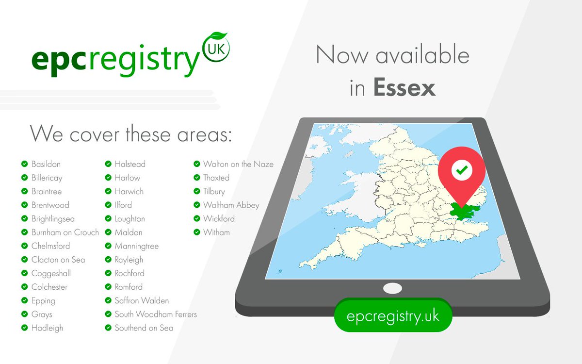 epcregistry's tweet image. We are now offer our services across #essex.  Order your #EPC's, #FloorPlans and more at epcregistry.uk