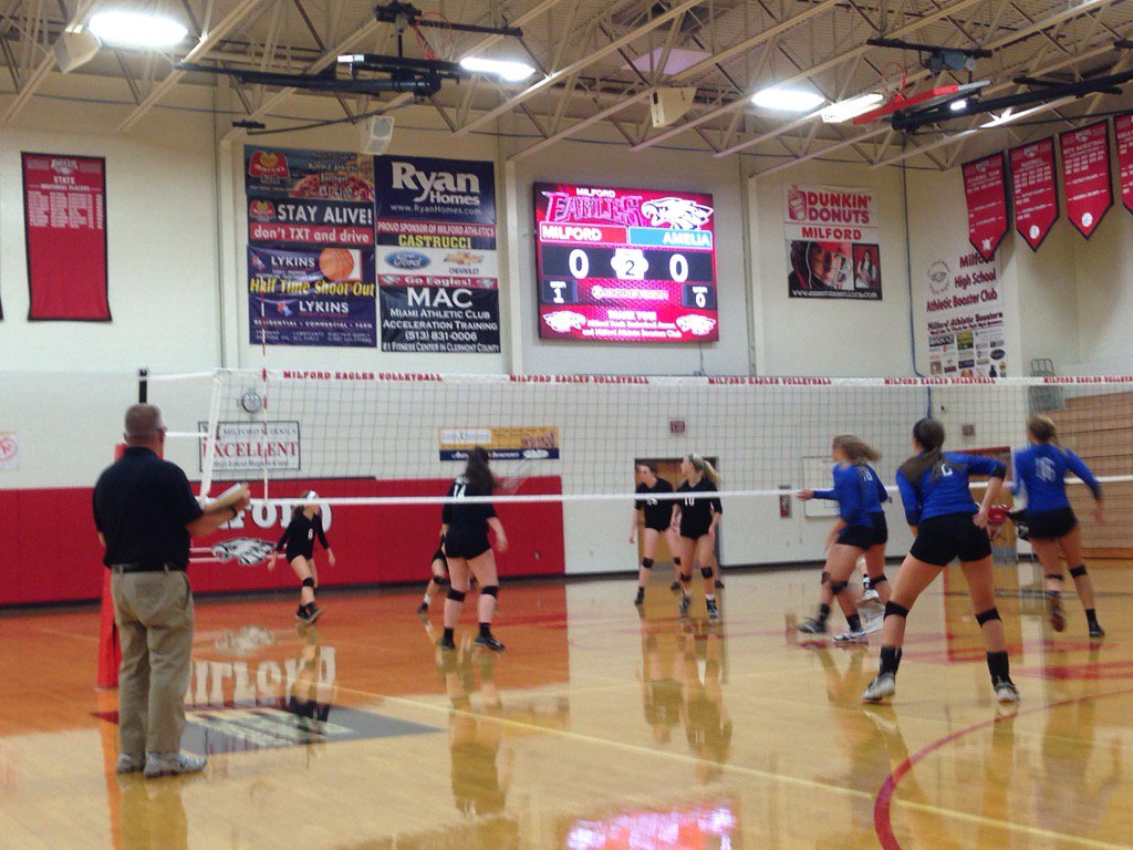 Milford_Eagles's tweet image. GVB: Lady Eagles win set 1 over Amelia 25-21! New scoreboard is looking sharp!!  #MilfordSoars