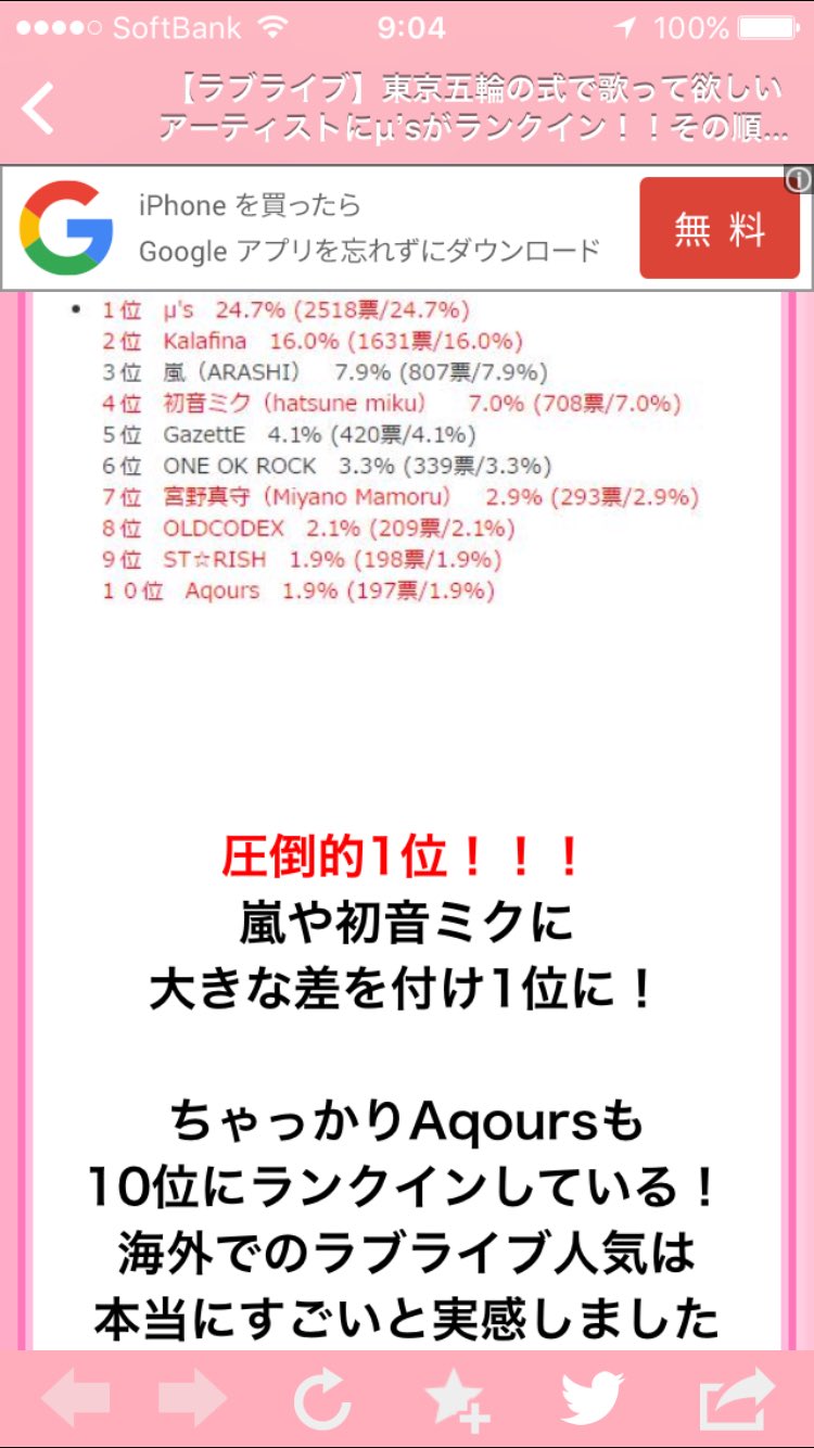 のがさん M Sicforever ２０２０年の東京オリンピックの式で歌ってほしいアーティストランキングで１位がm S １０位にaqoursがランクイン 本当に歌ってくれたら嬉しいですね ラブライブ 東京オリンピック出演希望アーティスト T Co 48m2f08bek