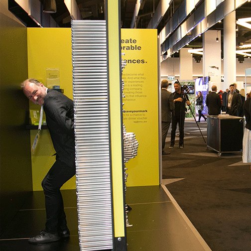 Meetings_Events's tweet photo. Our resident photographer @oneillphoto88 goofing around on the giant pinwall only at #EventShow16 https://t.co/422JoSsQFA