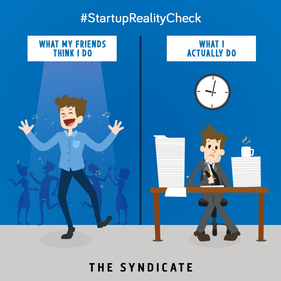 SyndicateTech4u's tweet photo. Get over your stereotype thinking. In #startups we put in double the hours!
#Entrepreneur #StartupRealityCheck https://t.co/RtKVJeutWl