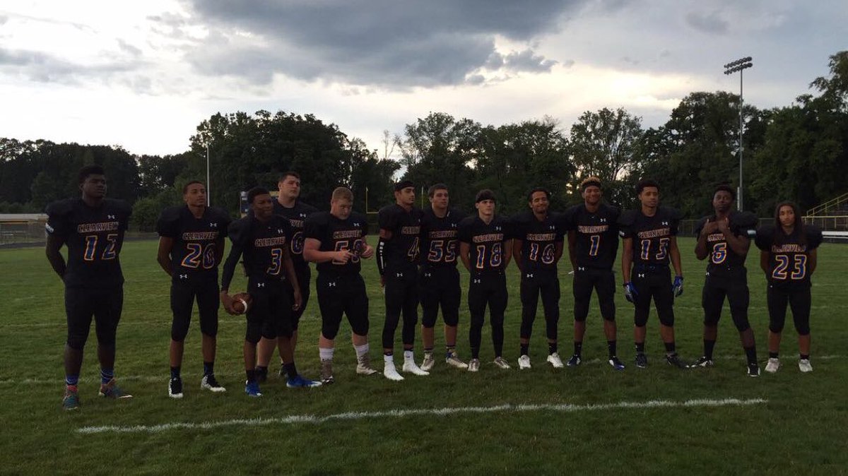 chsbluecrew's tweet photo. Come support the football team at home tomorrow at 7! Come blacked out ⚫️ #beatsailors https://t.co/oJkvS5qYtb