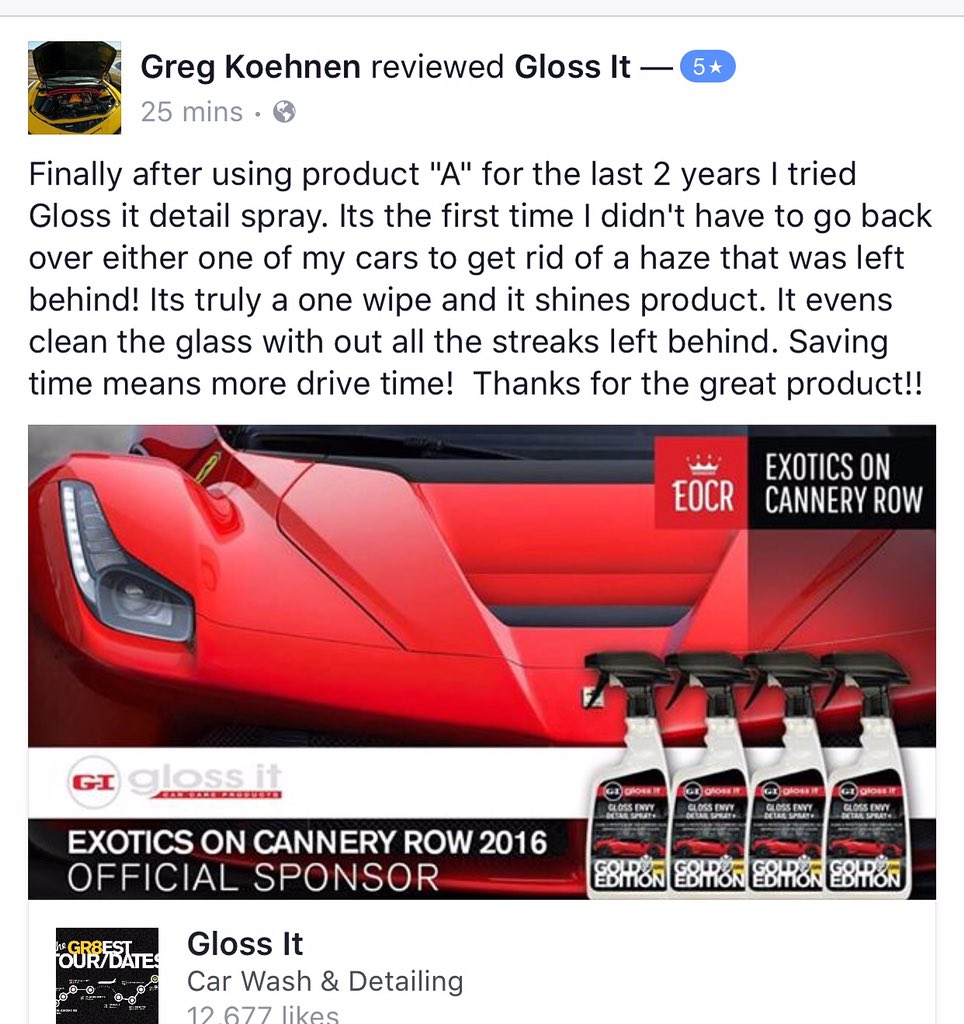 glossit's tweet image. Another 5 star @glossit product review👌@goldRushRally @FuelRun @ExotiCanneryRow