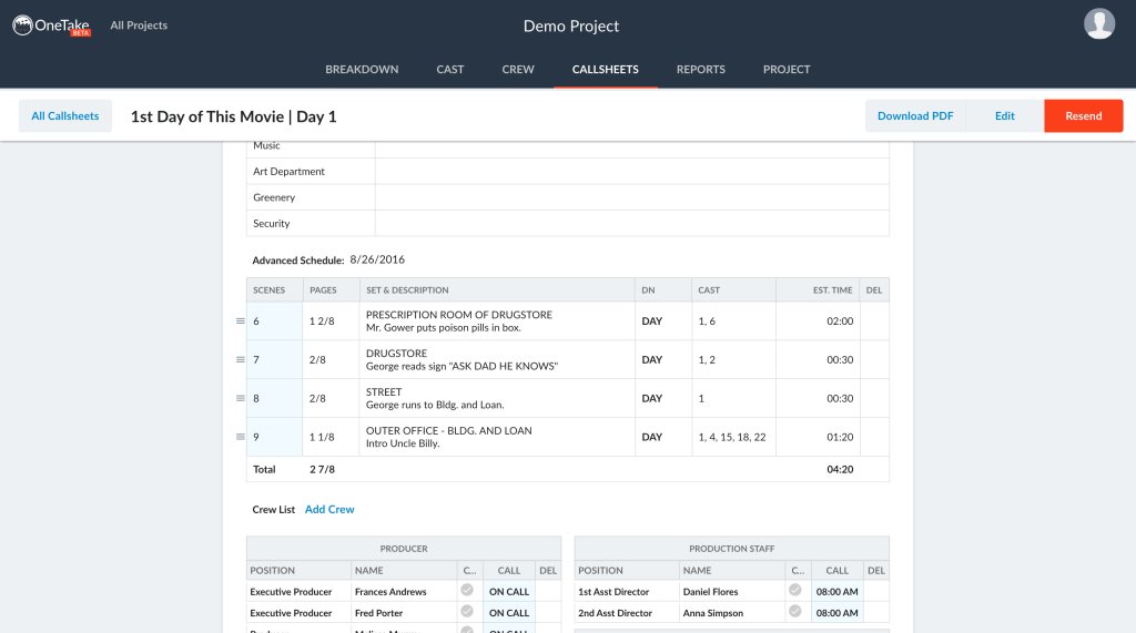 OneTakeApp's tweet image. Creating Callsheets in OneTakeApp.com (Part 2 of 2) onetakeapp.com/creating-calls…