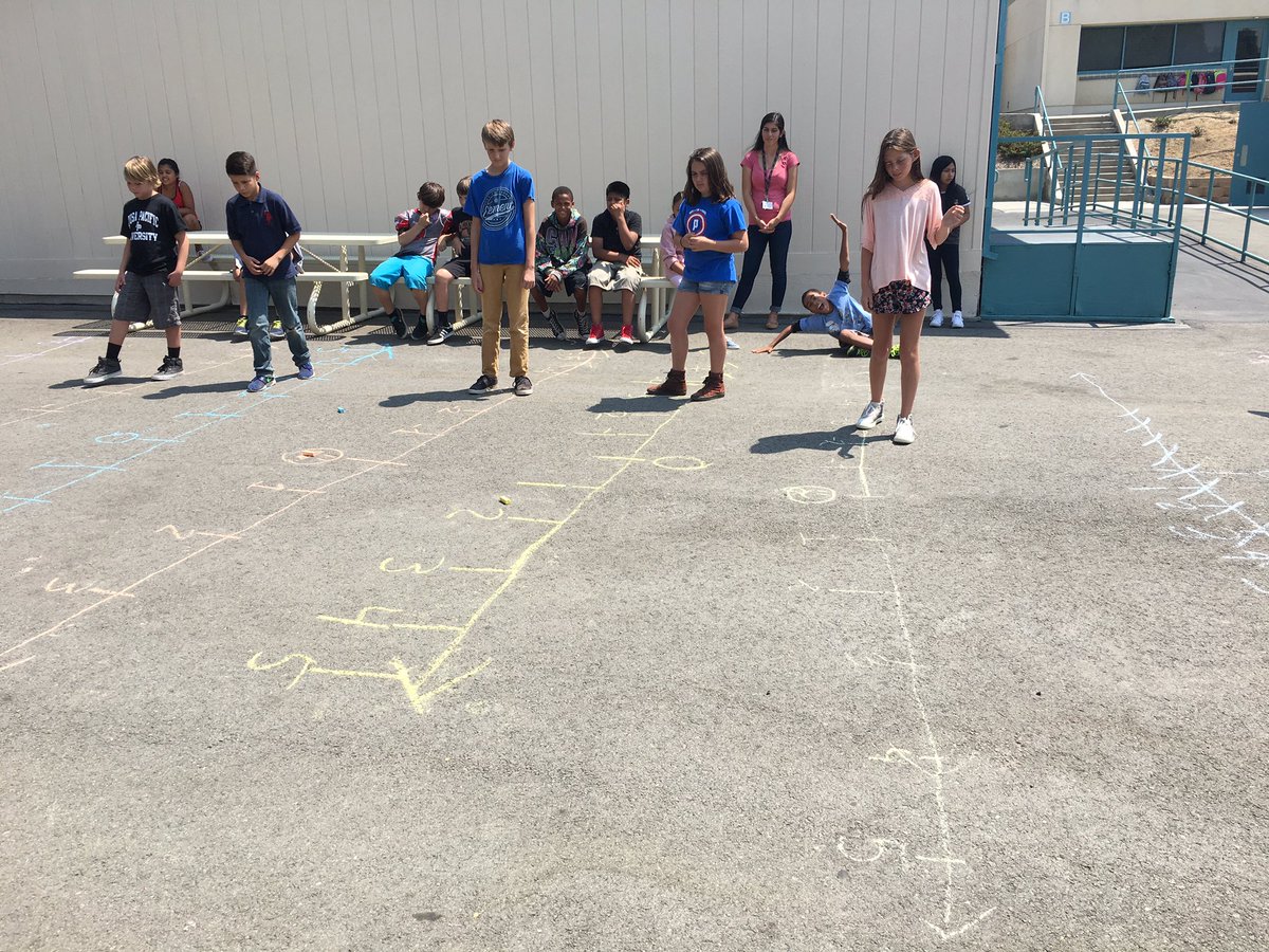 time4teaching's tweet image. LOE Ts and Ss getting outside, moving and learning about +and - integers #FUESD #LOEfalcons #irvinemathproject #STEM