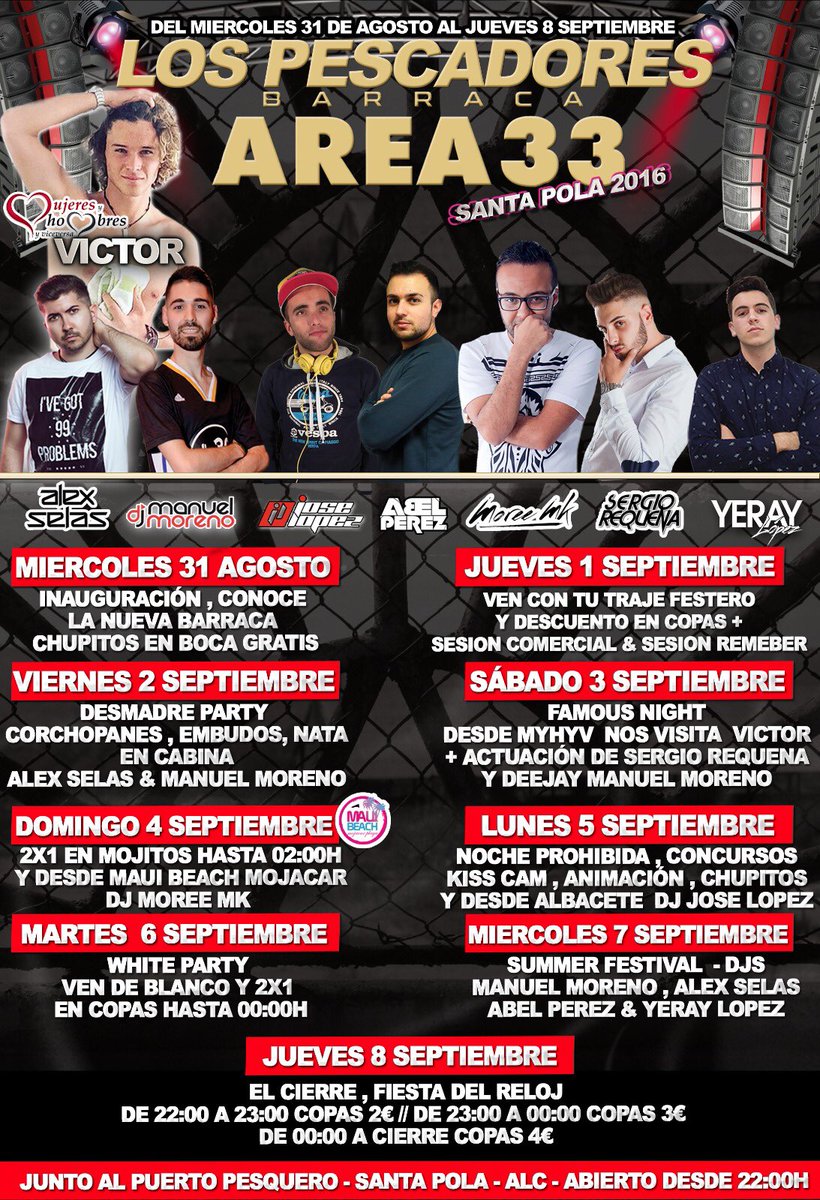BARRACA LOS PESCADORES &amp; AREA33 ( Programación ) del 31 al 8 sep . <a href="/SantaPolaTurism/">Santa Pola Turismo</a>