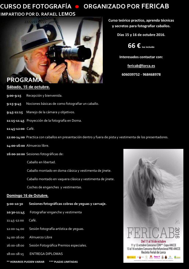 Fericab_Lorca's tweet photo. En esta edicion de #Fericab contaremos con un clinic de fotogragia, impartido por Rafael Lemos! https://t.co/i5RsvsOM7M