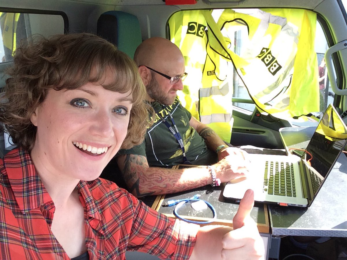 Me and @elbyatto editing in the truck at #leedsfestival. See the fruits of our labour on @BBCLookNorth at 1830!