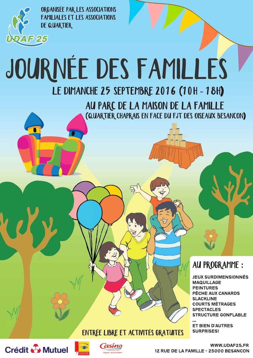 Journée des Familles le dimanche 25 septembre au Parc de la Maison de la Famille à Besançon bit.ly/2bRWQKb