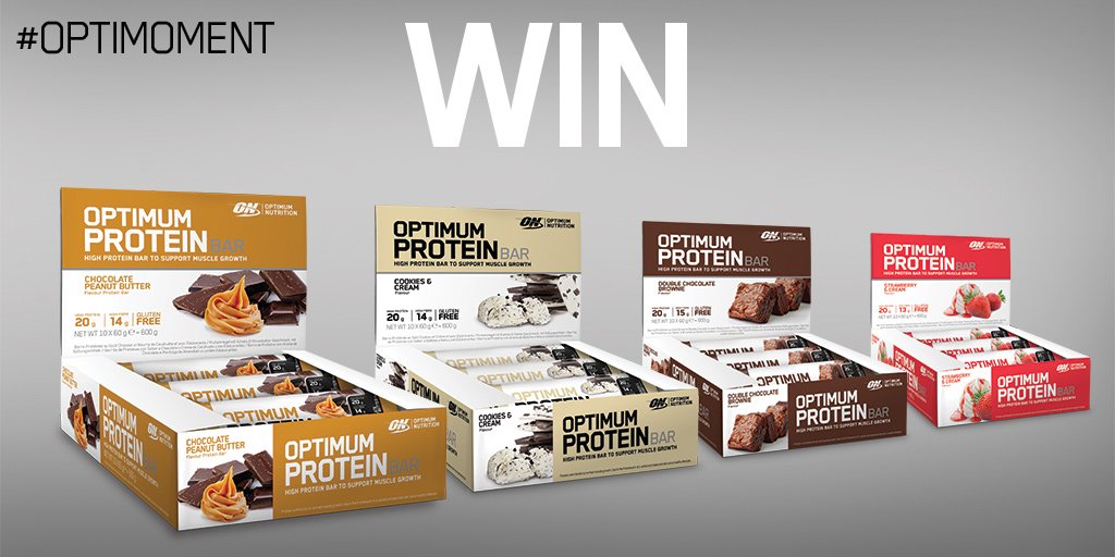 UKTeam_Optimum's tweet photo. RT + FOLLOW for your chance to win a box of our new #GlutenFree #ProteinBars! #TeamON https://t.co/tTSaoNAvdI