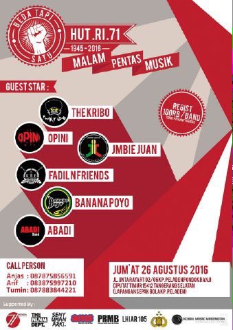 Malam Ini! "BEDA TAPI SATU" Malam Pentas Musik At Lapangan Sepak bola peladen, Pd Ranji, Ciputat Timur, Tangsel.