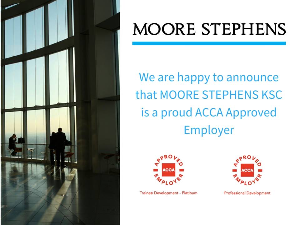 mooreROMD's tweet image. Moore Stephens KSC got the ACCA Approved Employer status for Professional Development &amp;amp; Trainee Development Platinum