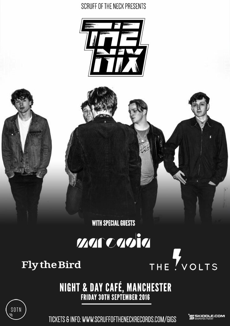 #Manchester Gig: FRI 30 SEP at @NightandDayCafe
@thenixband
<a href="/TheVoltsMusic/">The Volts</a> 
<a href="/MarcadiaUK/">MARCADIA</a>
@flythebirdmusic
#SOTNGigs
