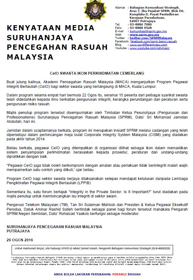 Alamat Akademi Pencegahan Rasuah Malaysia