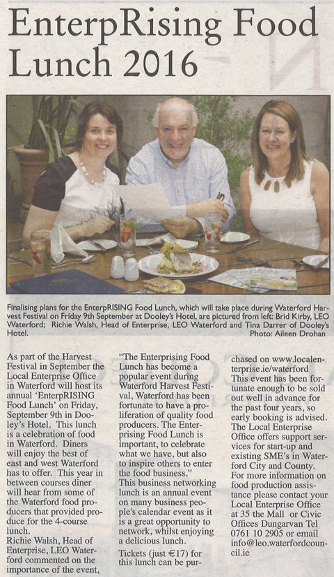 waterfordcc's tweet photo. Don't 4get 2 book early for EnterpRISING Food Lunch @harvest_fest (Source: @waterfordtoday) #Waterford #HarvestFest https://t.co/Dxc3HTaNBO