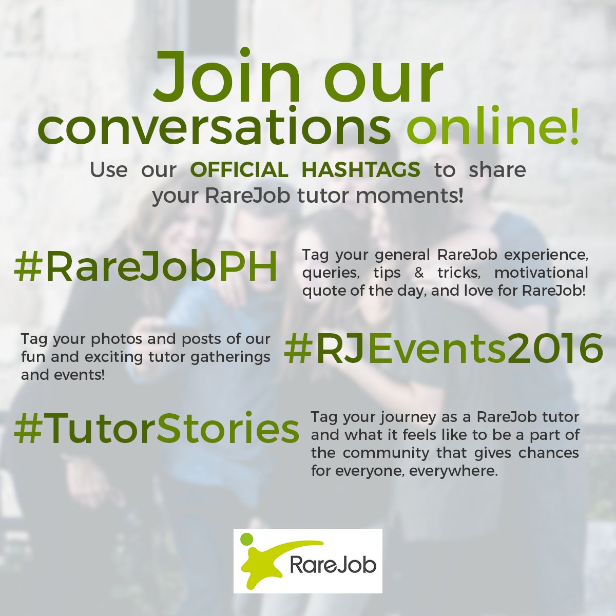 RareJobInc's tweet photo. Join #RareJobPH online! Share your favorite #TutorStories or the #RJEvents2016 you're excited to be a part of. ๐๐๐ https://t.co/fXmRiifBJ4