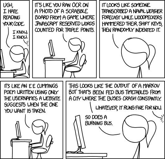 kavyaSukumar's tweet image. This @xkcdComic on terrible code. #devproblem