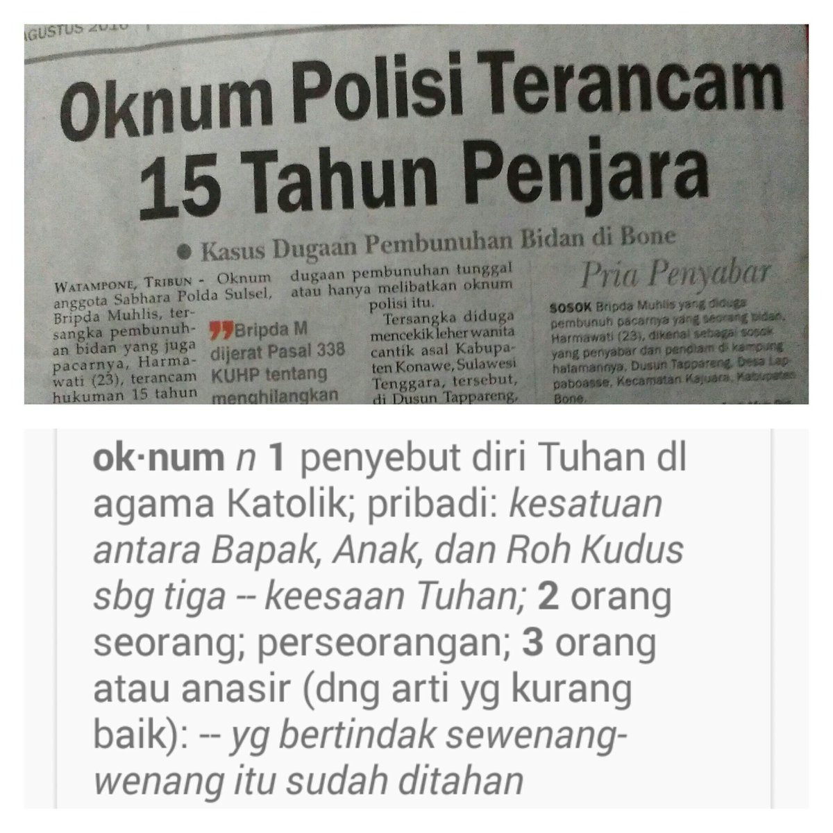 Rieski Ramli On Twitter Apakah Sebenarnya Arti Kata Oknum Yang Langganan Dipakai Media Massa