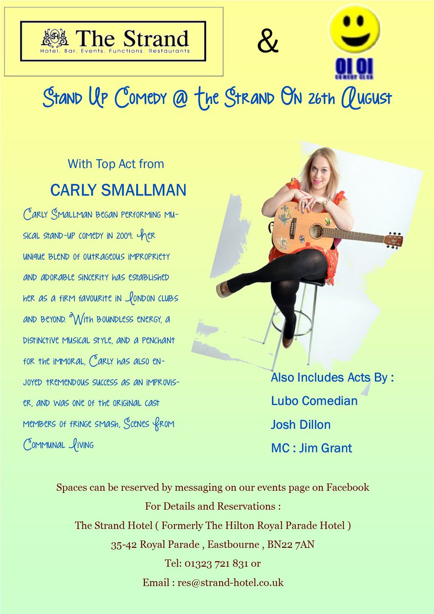 Funny Fridays &amp; Jam jar Cocktails... Join us @ The Strand Hotel tonight from 7.30pm. Top Act from <a href="/carlysmallman/">Carly Smallman</a>
